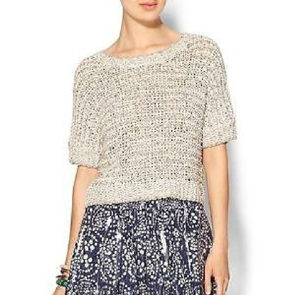 Free People School Boy Open Knit Crop Top Sweater - Picture 1 of 7